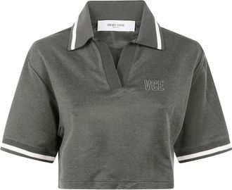 Golden Goose Groene Polo Kraag Getipt T-shirt - Dames - Polos - Groen - S - Tops