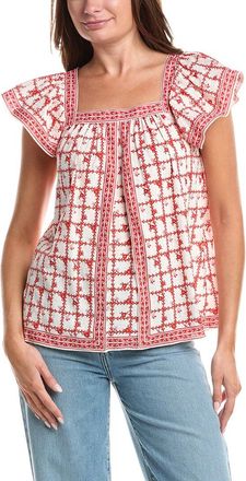 Max Studio Square Neck Flutter Sleeve Blouse