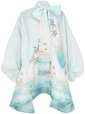 Zimmermann Illuminate minidress - women - Linen/Flax/Silk/Recycled Polyester/Elastane - S - Blue