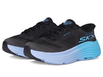 Skechers Womens Max Cushioning Endeavour Hallandale Hands Free Slip-ins Sneaker, Black/Blue, 8 UK Wide