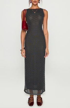 Princess Polly Top of Mind Polka Dot Mesh Maxi Dress in Black at Nordstrom Rack, Size 10