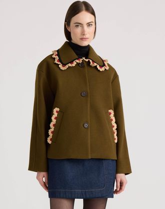 NVLT Womens Jacket with Crochet Trim