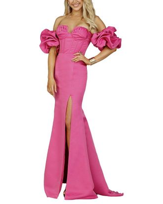 Terani Couture Strapless Solid Maxi Dress
