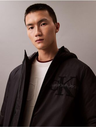 Calvin Klein Mens Crinkle Nylon Puffer Jacket - Black - XS