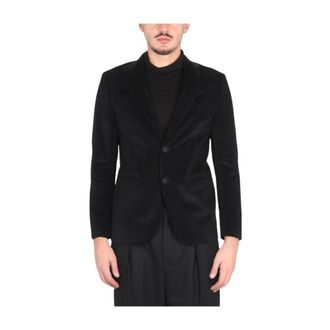 Tonello Velvet Jacket with Revers a Lancia - male - Tonello - Blazers - Black - 2XL - Jackets