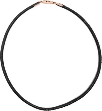 Dezso by Sara Beltran 18K rose gold enamel necklace - women - Calf Leather/Enamel/18kt Rose Gold - 41 - Black