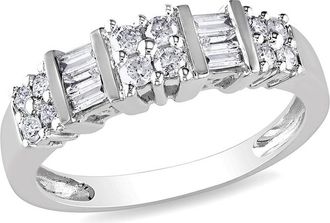 Amour 1/2 CT TW Baguette and Round Diamond Anniversary Ring In 10K White Gold
