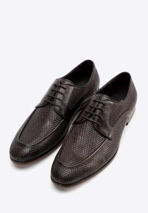 Wittchen Heren Derby schoenen van echt leer met vlechtwerk, donkerbruin