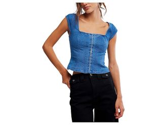 Free People Marilyn Denim Corset Womens Clothing Skylight : LG (Womens 12-14), Cotton/Denim/Polyester