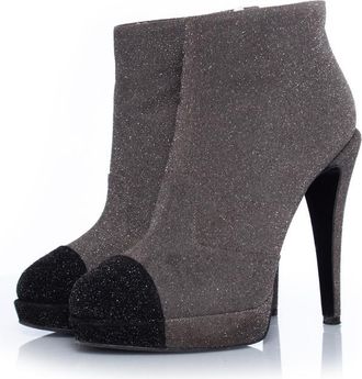 Chanel Pre-owned Womens Grey platform glitter boots Leather - Size 39.5 EU/IT