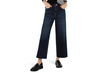 Liverpool L.A. Stride Crop Wide Cut Hem Hi-Rise Crosshatch Denim in Eastmoor Womens Jeans Eastmoor : 14 26, Cotton/Denim/Elastane