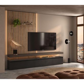 Dmora Pared Mueble Ostana, Modulable, Apertura Est&aacute;ndar, 55 Pulgadas, 0x0x0h Cm Negro Antracita