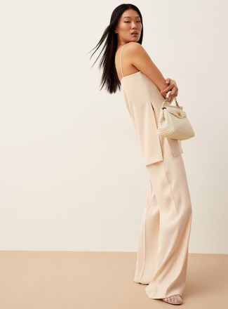 Icone Womens Belted flowy wide-leg pant