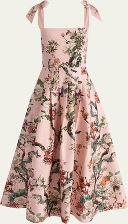 Alice & Olivia Hana Floral Tie-Shoulder Maxi Dress