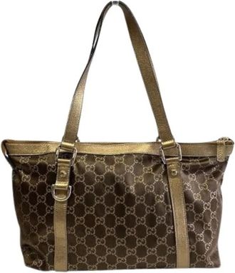 Gucci Pre-owned Abbey Leren GG Canvas Handtas - Dames - Vintage Shopper - Bruin - ONE Size - Leer - Vintage