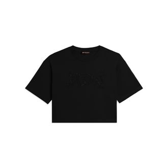Freddy T-shirt Cropped con grafica FLOW e borchie