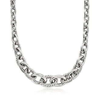 Ross-Simons Sterling Silver Alternating Twisted Oval-Link Necklace