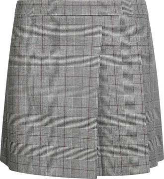 Pinko Giunco Wool-Blend Plaid Lace Mini Skirt
