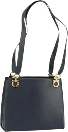 Ferragamo Pre-owned Shoulder Bags, female, Blue, Size: ONE SIZE Pre-owned Leather Shoulder Bag