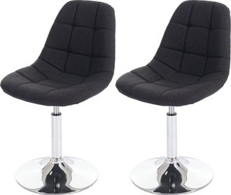 Hhg Hhg - Nunca Usado] Juego De 2 Sillas De Comedor 837, Silla Giratoria, Cromo, Textil Gris Oscuro