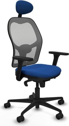 Piqueras y Crespo Jorquera Sincro Malla Gris Similpiel Azul Brazos 3d Base Nailon Cabecero Fijo Ruedas 65mm Nailon