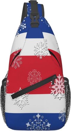 Generic Vintage Costa Flag Snowflakes Chest Bag With Zipper Crossbody Bag Anti Theft Fanny Pack For Shopping Outdoors Runner