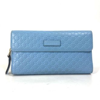 Gucci Light Blue Leather Long Wallet (Bi-Fold) (Pre-Owned)