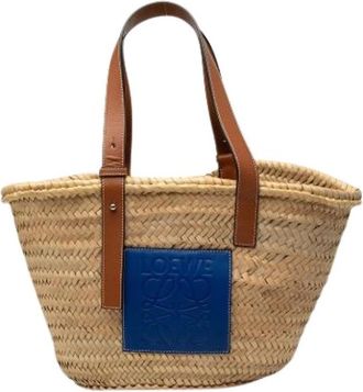 Loewe Pre-owned Raffia Tote Bag - Dames - Vintage Shopper - Beige - ONE Size - Leer - Vintage