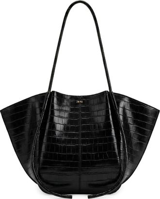 JW PEI Nala Croc Embossed Faux Leather Wide Tote in Black Croc at Nordstrom