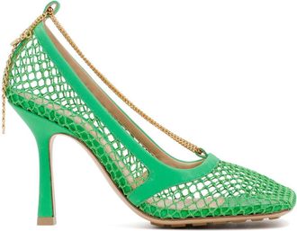 Bottega Veneta Groene Pumps met Kettingversiering - Dames - Pumps - Groen - 37 1/2 EU - Leer - Schoenen