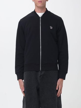 Paul Smith Felpa con zip in cotone con tasche e logo applicato