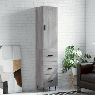 Berkfield Home Highboard Grey Sonoma 34.5x34x180 cm Engineered Wood