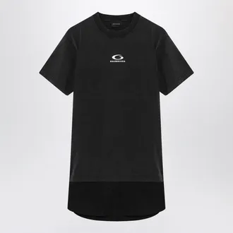 Balenciaga Black Washed Loop Sports Icon Mini Dress