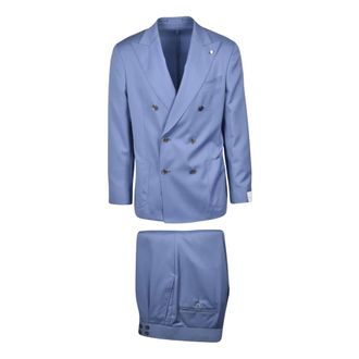 Luigi Bianchi Mantova Double Breasted Suit - Heren - Pakken - Blauw - Maat: 2XL Wol