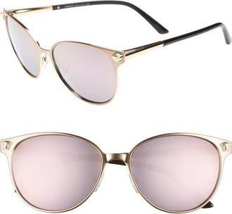 Versace Glam Medusa 57mm Cat Eye Sunglasses in Pink Gold /Dark Grey Mirror Pink at Nordstrom