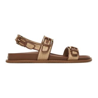 Michael Kors Flat Sandals, female, Brown, Size: 8 1/2 US Nia Woven Sandal