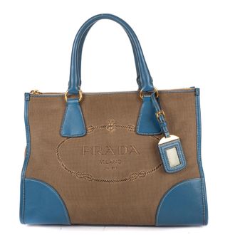 Prada Saffiano Trimmed Tote Medium schoudertas