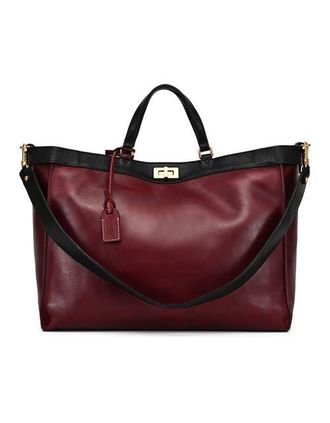 OLD TREND Ixia Genuine Leather Jet Set Travel Tote in Burgundy at Nordstrom
