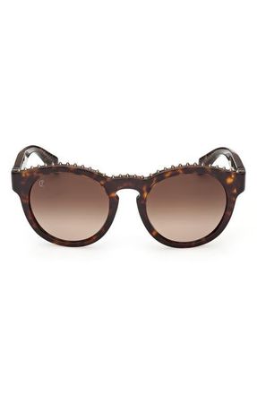 Christian Louboutin 53mm Round Sunglasses in Havana Bronze /Zeiss Green at Nordstrom