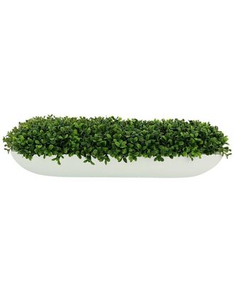 Creative Displays Inc. Uv-Rated Outdoor Boxwood Arrangement In White Fiberstone Planter