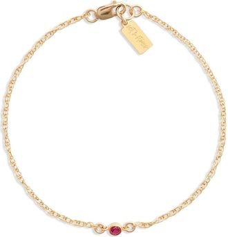Set & Stones Cubic Zirconia Birthstone Pendant Bracelet in Gold/january at Nordstrom