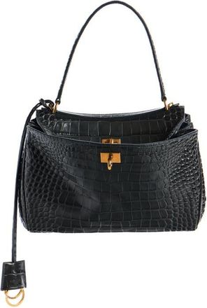 Balenciaga Rodeo Croc Embossed Leather Handbag in 1000 Black at Nordstrom