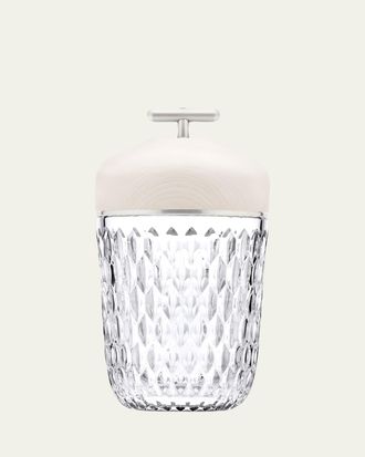 Saint-Louis Folia 11 Crystal & Wood Rechargeable Portable Lamp, White/Clear
