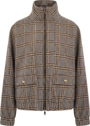 Fabiana Filippi Classic Check Pattern Bomber Jersey Jacket