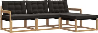 vidaXL Conjunto De Sof&aacute;s De Exterior 4 Uds. Blanco Y Negro Vidaxl