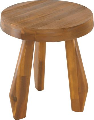 Jonathan Y Designs Terra Rustic Coastal Acacia Wood Tripod Round Indoor/Outdoor Accent Stool in Natural at Nordstrom