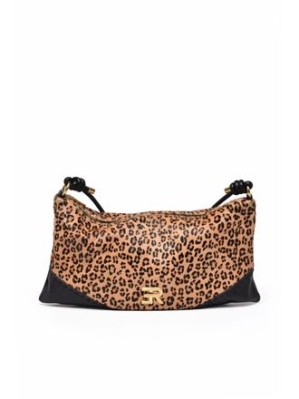 Ermanno Scervino Alicia Leopard Print Shoulder Bag With Gold Hardware Accents