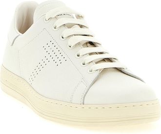 Tom Ford Mens White Leather Low Top Sneakers