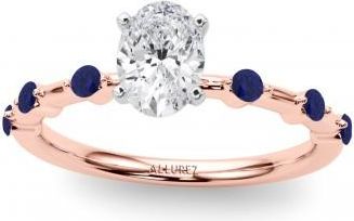 Allurez Blue Sapphire Scalloped Engagement Ring 14K Rose Gold (0.20ct)
