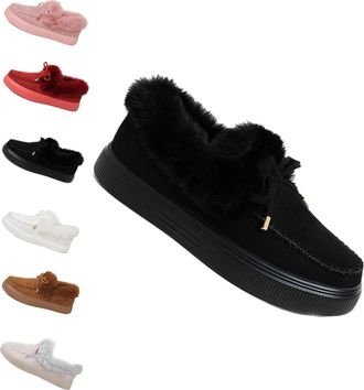 Generic Winter Boots for Women 2025 Fur Lined Ankle Booties Slip On Snow Boots Slip on Warm Comfortable Fur Lined Ankle Booties platform slip ons (Black,3.5)